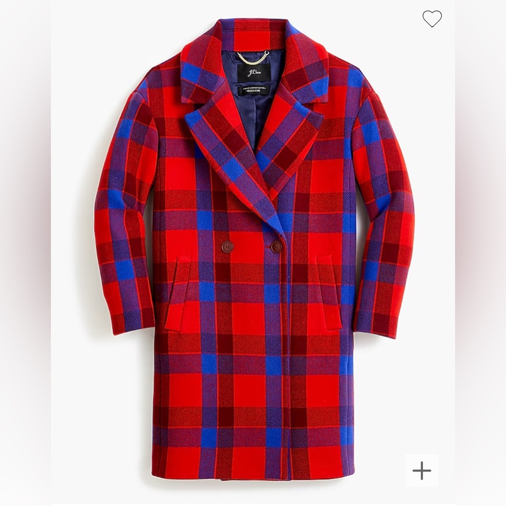 NWOT J. Crew XXL/18 Oversized topcoat in plaid Italian stadium-cloth wool